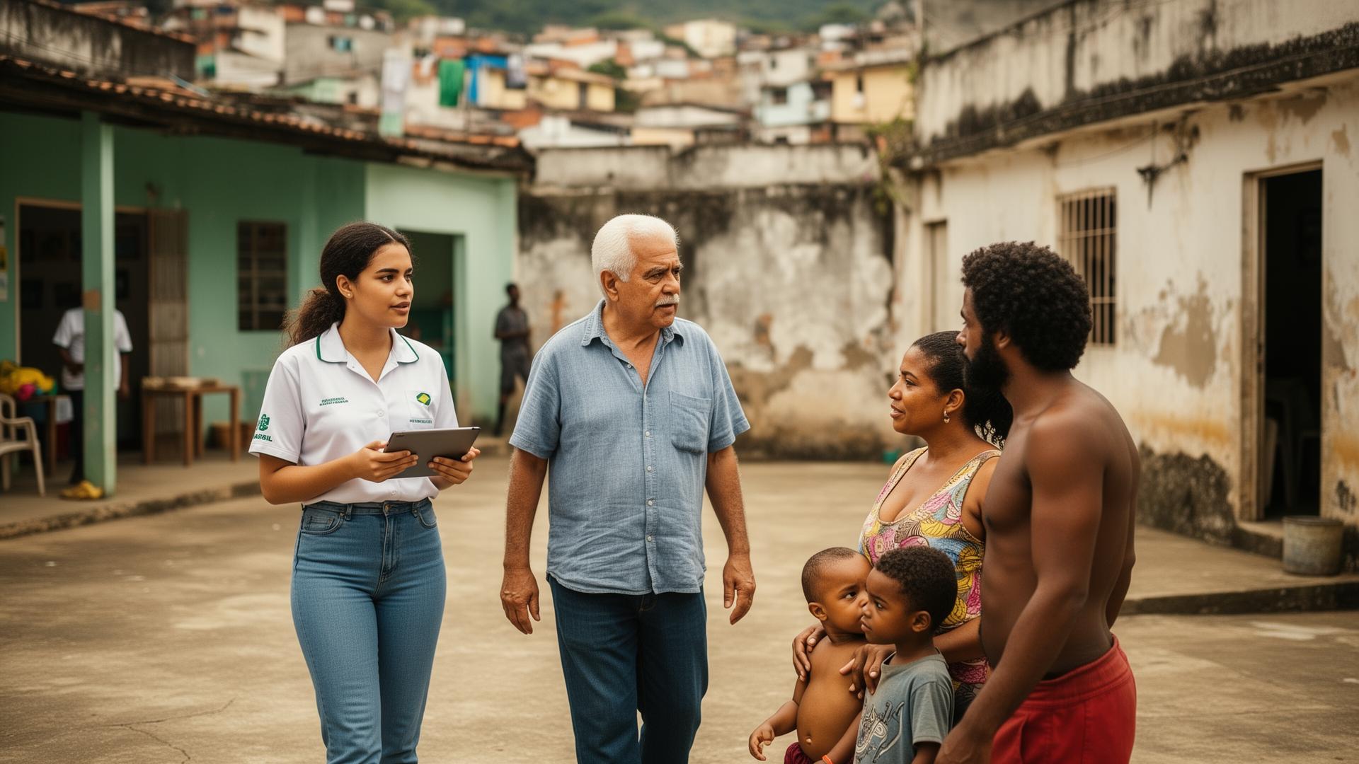 Equipe técnica do CRAS atende família em centro comunitário no Rio de Janeiro